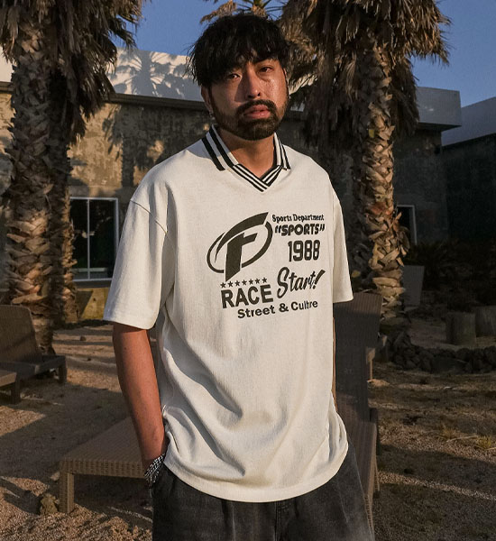 (XL-6XL)<br>트란카스 オープンカラー 半そでティー T031
