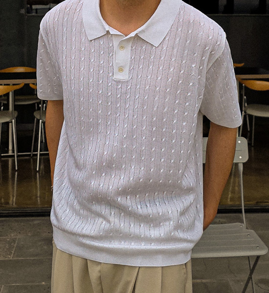 (L-5XL)<br>마그타르 半袖襟ニット S003