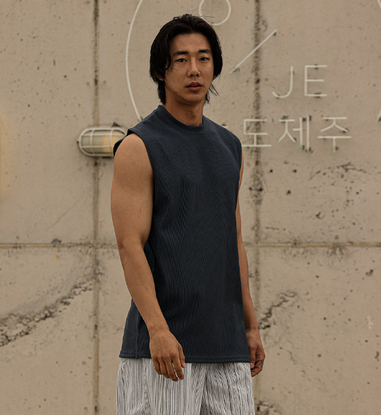 (L-5XL)<br>바울로 プリッツ 袖なし