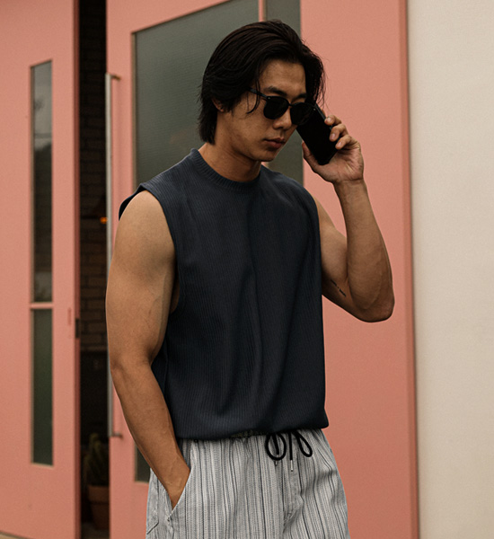(L-5XL)<br>바울로 プリッツ 袖なし