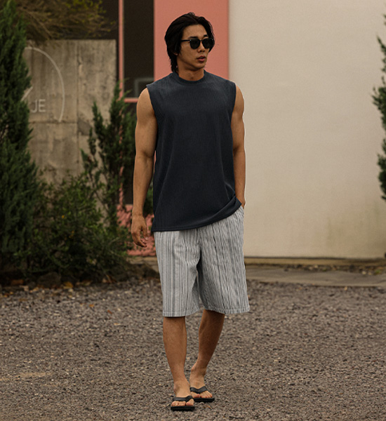 (L-5XL)<br>바울로 プリッツ 袖なし