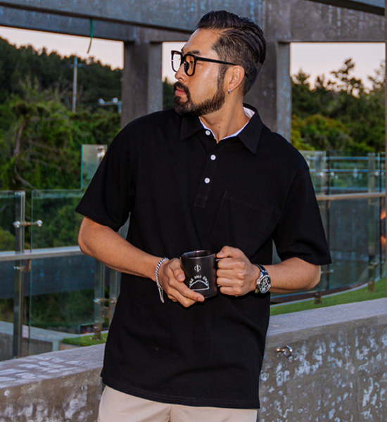 (L~5XL)<br>크로머 半袖襟Tシャツ