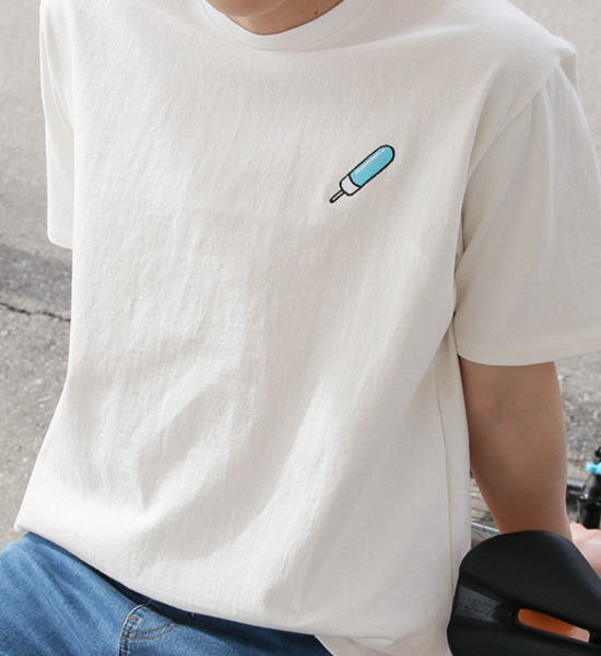 (S~6XL)<br>썸남썸녀 アイスクリーム 刺繍 半そでティー