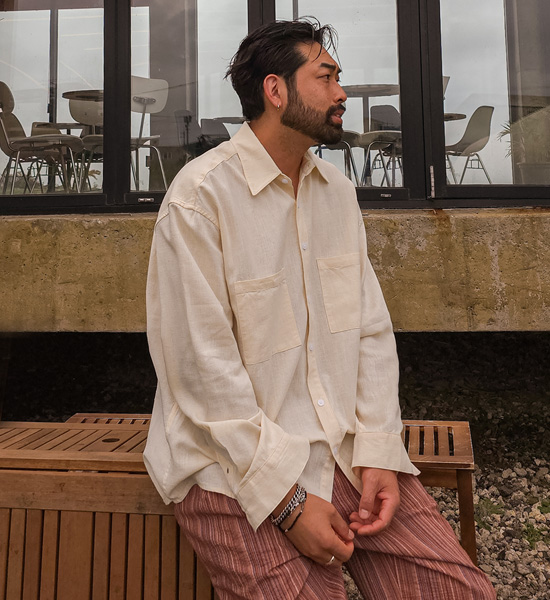 (M-6XL)<BR>로사린 リネンのシャツ B2516