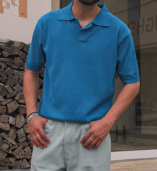 이투라 半袖襟ニット