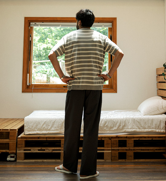 크로울리 縞模様 半袖のニット