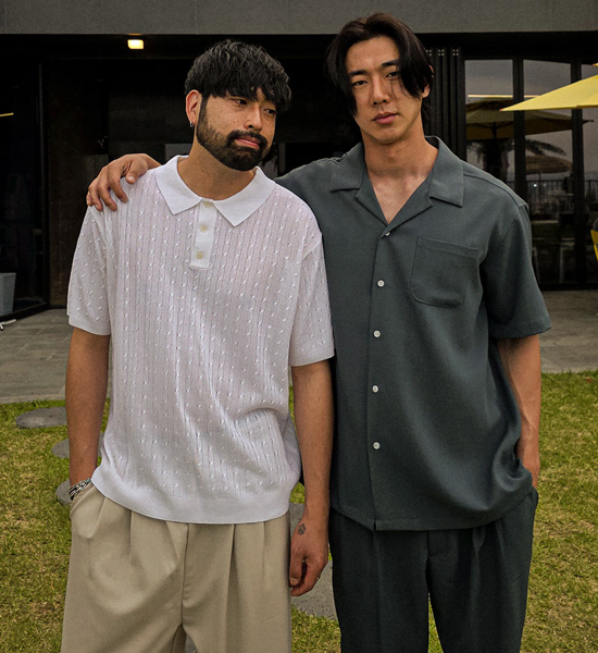 (XL-6XL)<BR>피온키 オープンカラー 半袖シャツ SET003-N