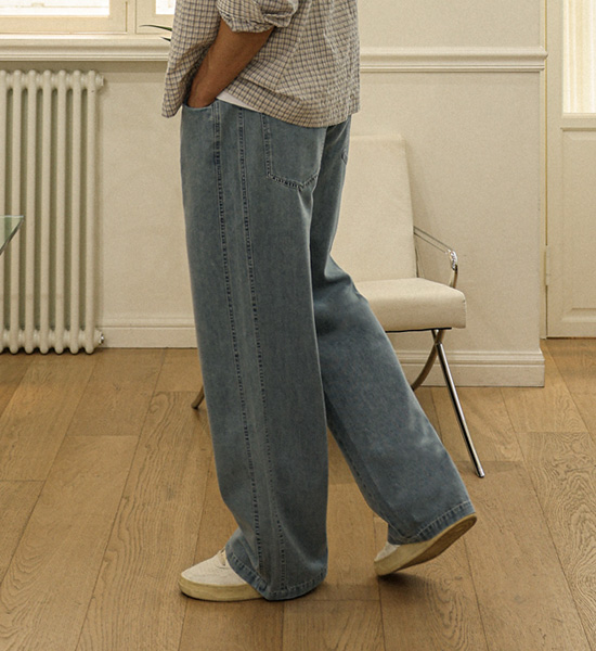 (XL-6XL)<BR>토르카만 セミワイドフィット デニムバンディングパンツ 9513