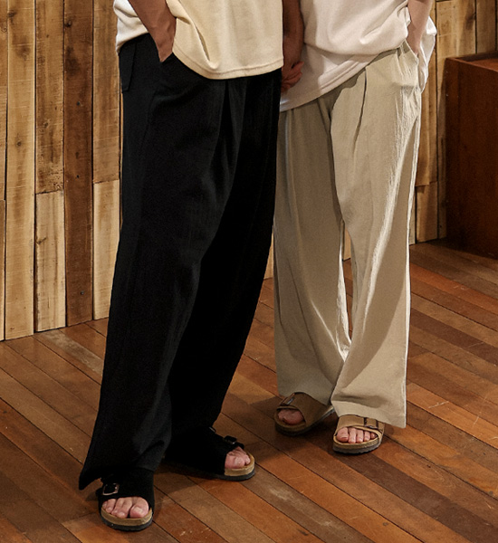 (M-4XL)<br>파슈카니 セミワイドフィット リネンバンディングパンツ