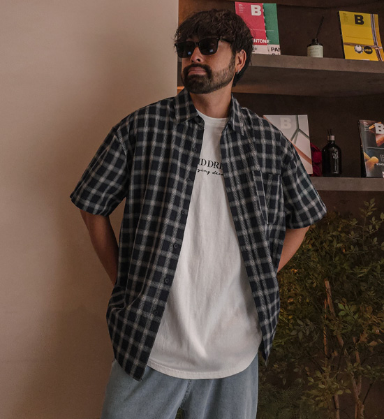 (XL-6XL)<br>하르만 チェック半袖シャツ 1733
