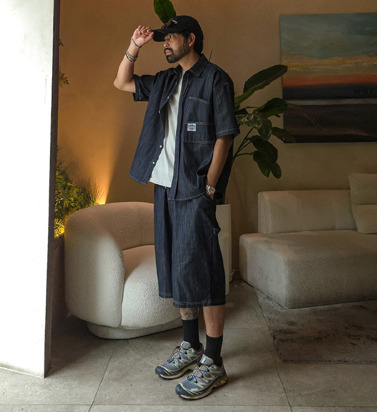 (XL-6XL)<br>스호턴 ノンウォッシュジーンズ 半袖シャツ