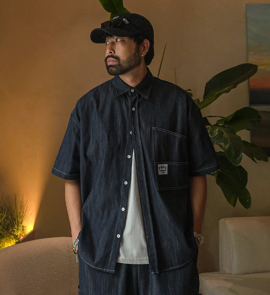 (XL-6XL)<br>스호턴 ノンウォッシュジーンズ 半袖シャツ