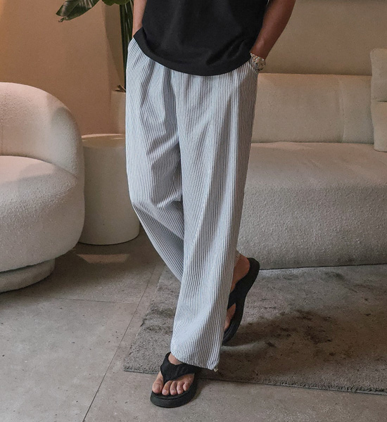 (XL-5XL)<BR>루페츠 セミワイドフィット ストライプ バンディングパンツ