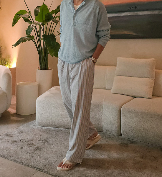 (XL-5XL)<BR>루페츠 セミワイドフィット ストライプ バンディングパンツ