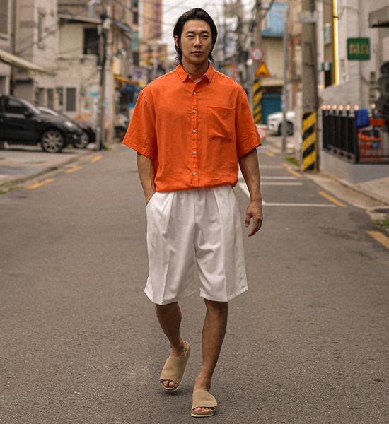 (XL-6XL)<br>모이라나 リネン半袖シャツ N015