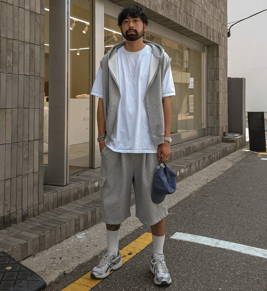 (XL-5XL)<br>카야니 후드조끼집업+포르카모 カーゴバンディングショートパンツ