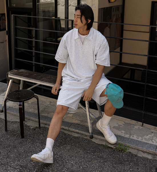 (L-5XL)<br>오이티 카라반팔티+마르틴키 バンディング半ズボン