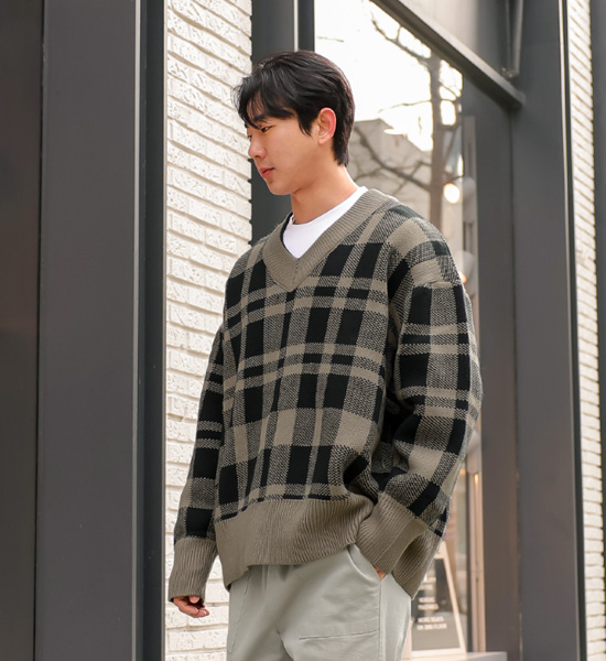 (L-5XL)<br>처음봤을때 チェック ニット