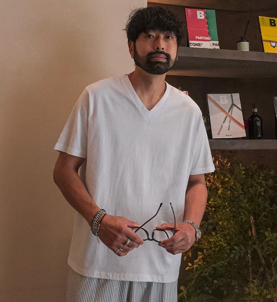 (M-5XL)<br>캐러멜 V 베이직코튼T<br><font color="#098a09"><B>長さを選択 (基本的な,ロング+8cm)</B></font>