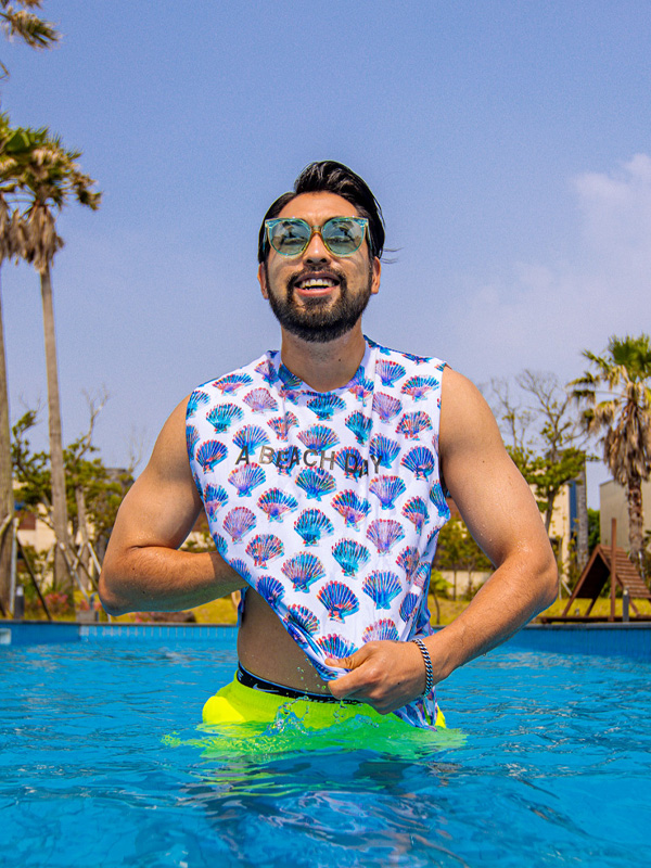 (L-5XL)<br>비치데이 軽警備員 袖なし