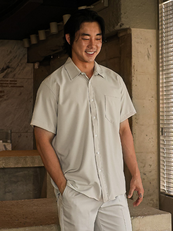 (L-5XL)<br>캐플란 冷却 スパン半袖シャツ