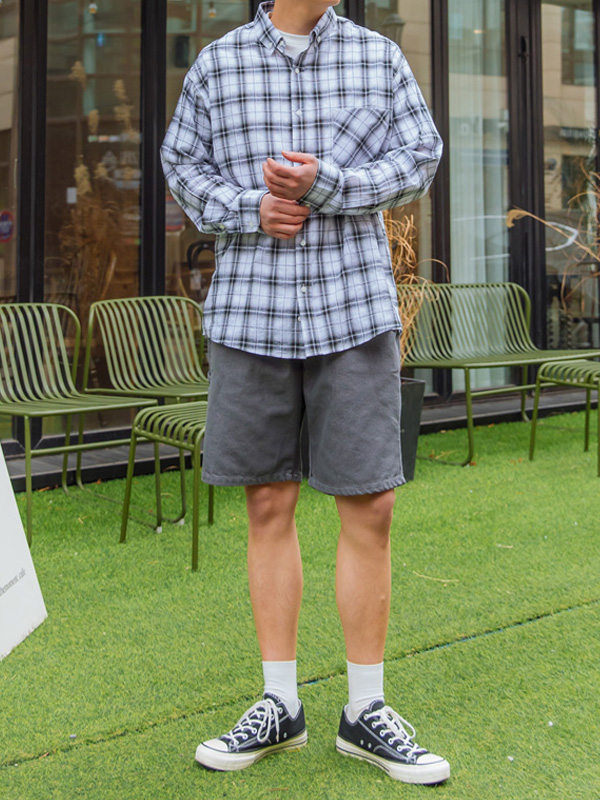 (L-5XL)<BR>마르단 フェードなし 생지데님밴딩반바지