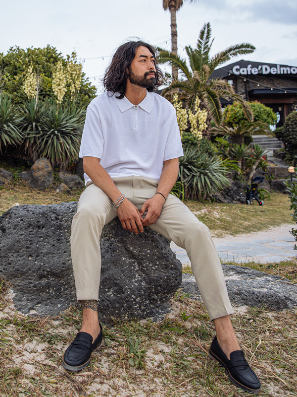 <br><font color="#fd0303">[365SALE]</font><br><font color="#2046a7">★교환/반품불가★</font><br>OBT_SSSG:쿰프 リネン ハーフジップアップ 半袖襟ニット