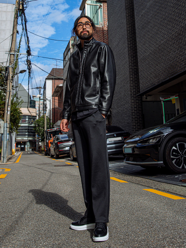 (L~5XL)<BR>아라스 레더 ジャケット