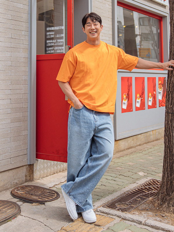 (L-5XL)<br>라버두 半そでティー <br><font color="#098a09"><B>長さを選択 (基本的な,ロング+6cm)</B></font>