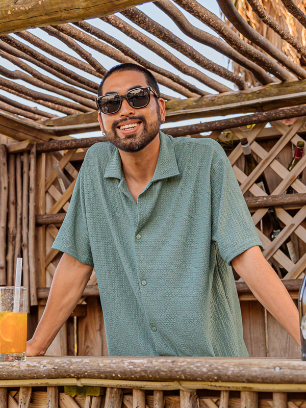 (XL-6XL)<br>스토널 リネン半袖シャツ