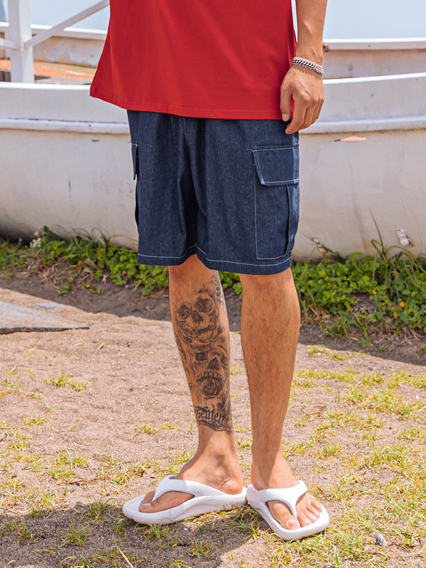 (XL-6XL)<BR>텔마 ノンウォッシュジーンズ バンディング半ズボン