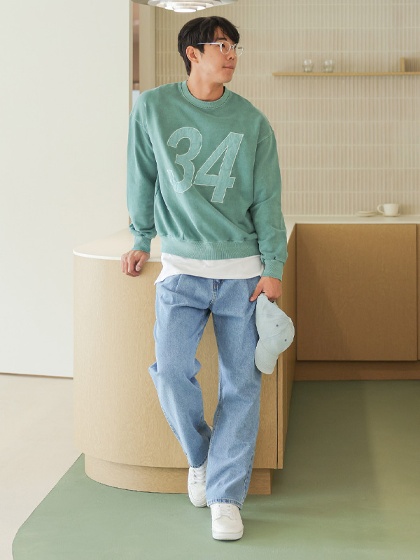 (S-5XL)<BR>쿠거린 広範囲 デニムパンツ