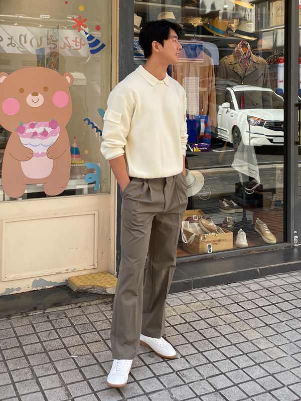 (L-5XL)<br>부타츠 ニット(カラー/ラウンド)