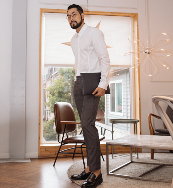 (M-6XL)<br>사랑받는 スリムフィット スパン シャツ <br><font color="#098a09"><B>長さを選択 (基本的な,ロング+8cm)</B></font>