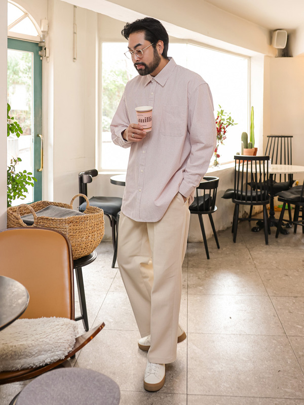 (L-3XL)<BR>트러슬 와이드면팬츠