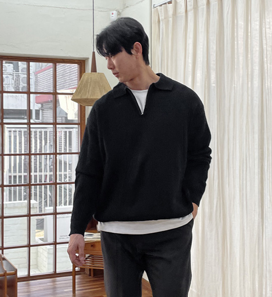 (XL-6XL)<br>이스턴 ハーフジップアップ 카라니트