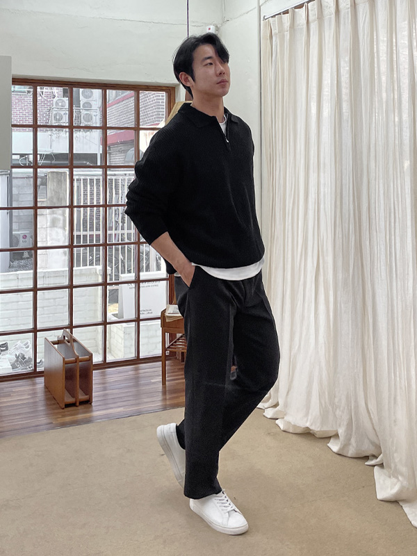 (XL-6XL)<br>이스턴 ハーフジップアップ 카라니트