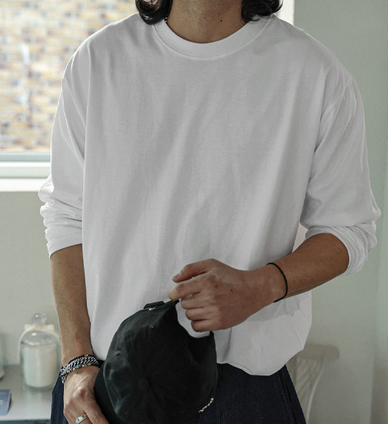 (M-5XL)<br>평화로운 R넥 長袖Tシャツ <br><font color="#098a09"><B>長さを選択 (基本的な,ロング+6cm)</B></font>