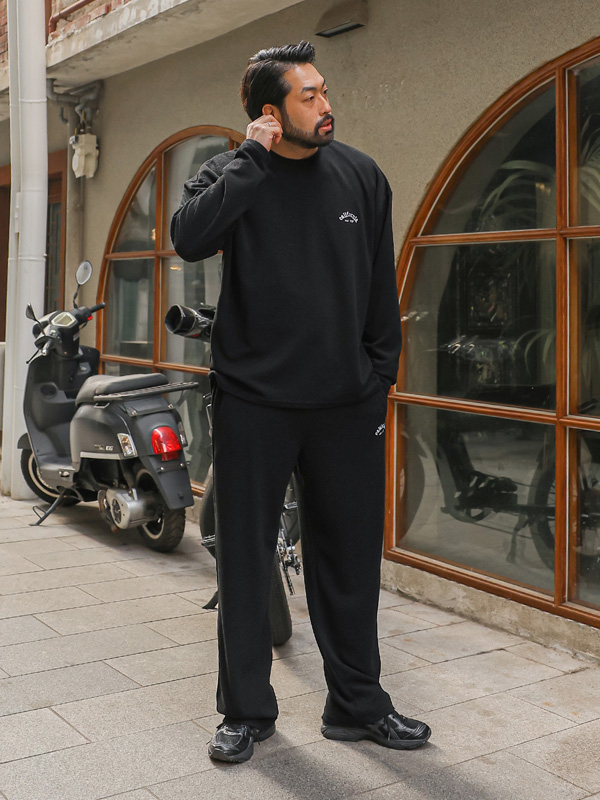 (L-5XL)<BR>이크링 マンツーマン+우키홀 セミワイドフィット トレーニングパンツ