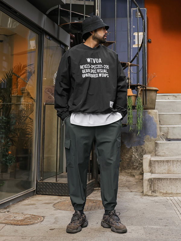 (M-5XL)<BR>럼비 사방스판 カーゴバンディング ジョガーパンツ 010-1