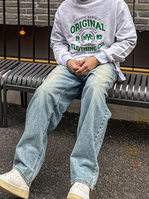 (S-5XL)<BR>피커링 ワイドフィット デニムパンツ 206