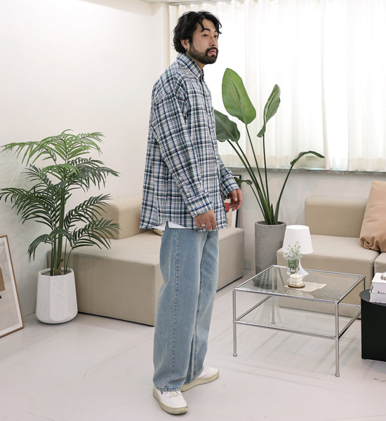 (XL-6XL)<BR>플린저 チェック柄のシャツ