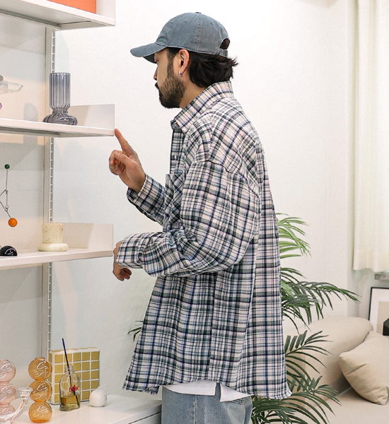 (XL-6XL)<BR>플린저 チェック柄のシャツ