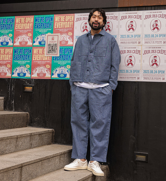 (L-5XL)<BR>골리츠 デニムジャケット+니아타 セミワイドフィット デニムバンディングパンツ <br><font color="#098a09"><B>長さを選択 (基本的な,ロング+10cm)</B></font>