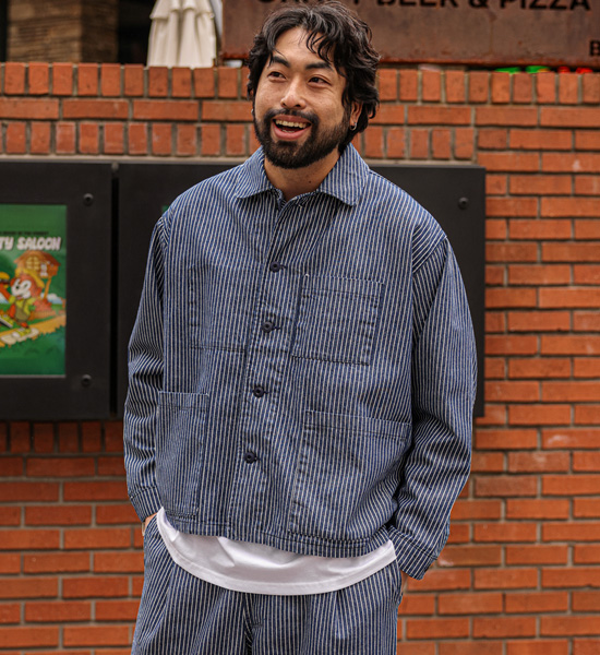 (L-5XL)<BR>골리츠 デニムジャケット+니아타 セミワイドフィット デニムバンディングパンツ <br><font color="#098a09"><B>長さを選択 (基本的な,ロング+10cm)</B></font>