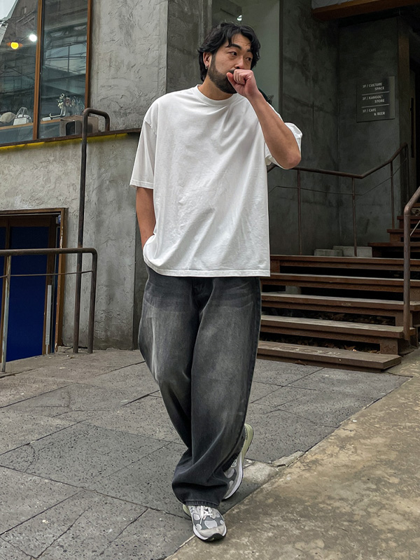 (L-5XL)<BR>테릴 ワイドフィット デニムバンディングパンツ 4935