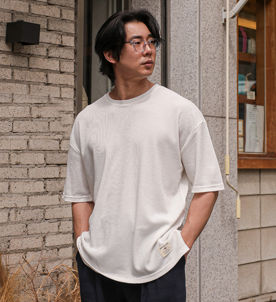 (L-5XL)<BR>다날리 ワッフル 半そでティー<br><font color="#fb5ec9"><B>[1+1]</B></font>