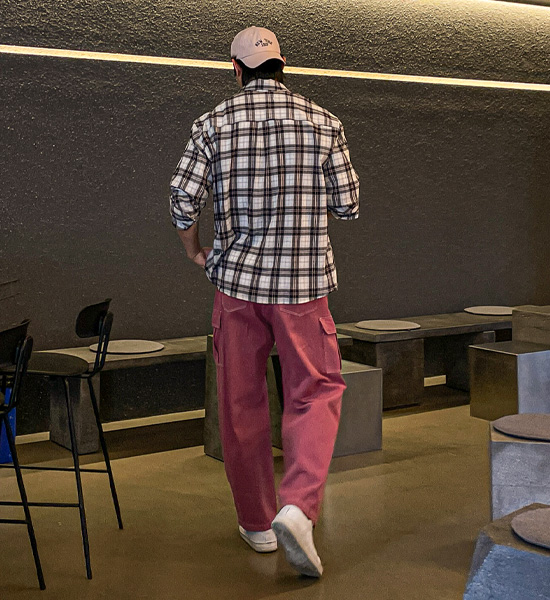 (L-5XL)<BR>타카디 チェック柄のシャツ