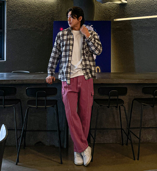 (L-5XL)<BR>타카디 チェック柄のシャツ