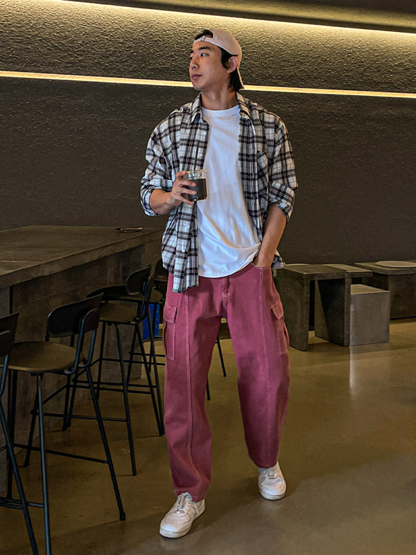 (L-5XL)<BR>타카디 チェック柄のシャツ